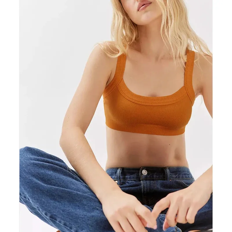 Knitted Cotton Women'S Tube Top Stretchy Ribbed Sleeveless Streetwear Slim White Crop Tops Sexy Summer Tops Cami Femme