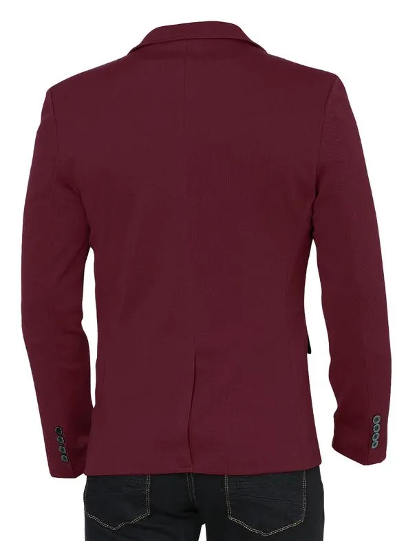 Lamasini Modern Regular Fit Cut Fabric Whit Design Blazer - Wine