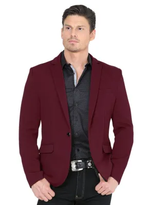 Lamasini Modern Regular Fit Cut Fabric Whit Design Blazer - Wine