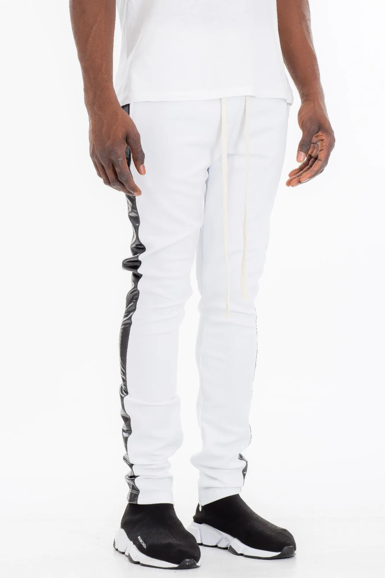 Leather Stripe Track Pants