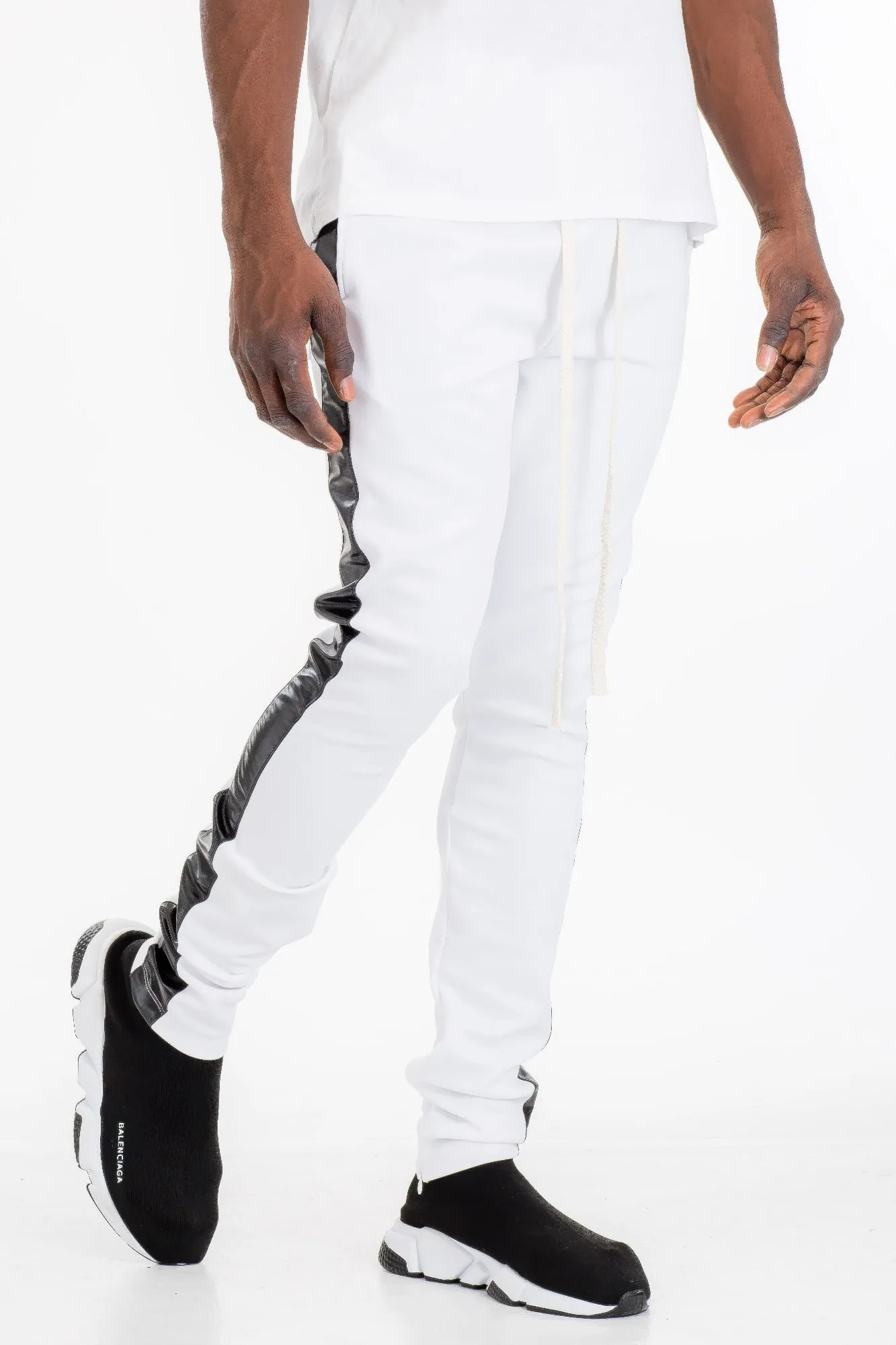 Leather Stripe Track Pants