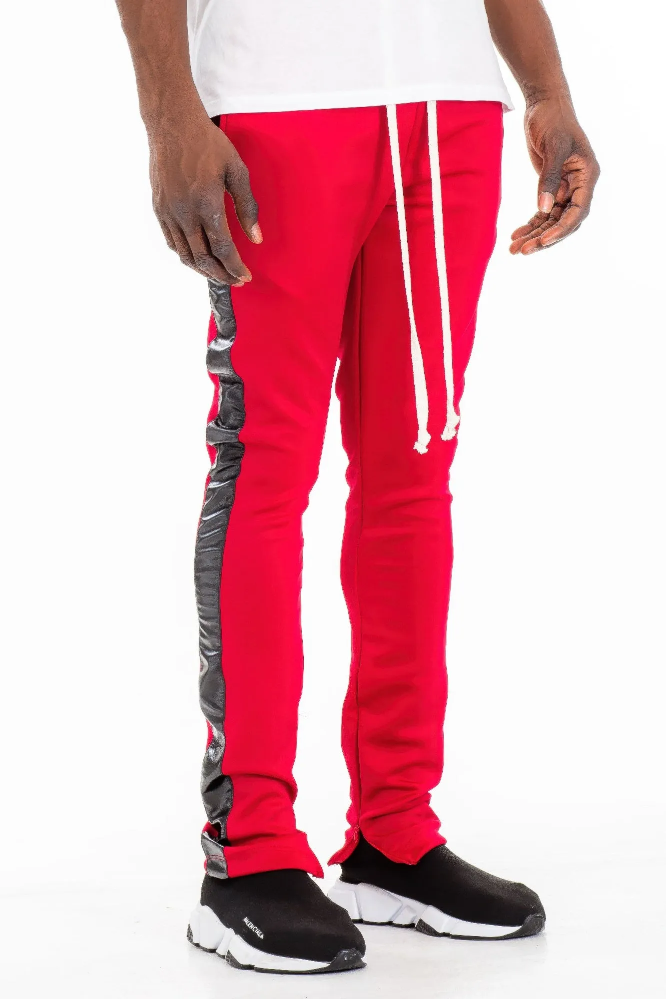 Leather Stripe Track Pants