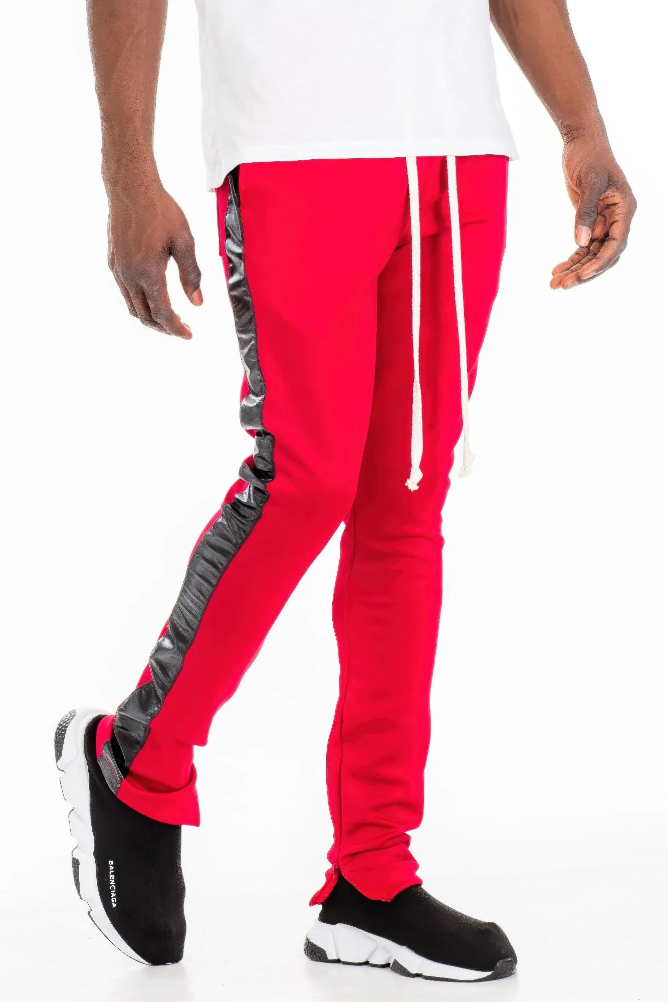 Leather Stripe Track Pants