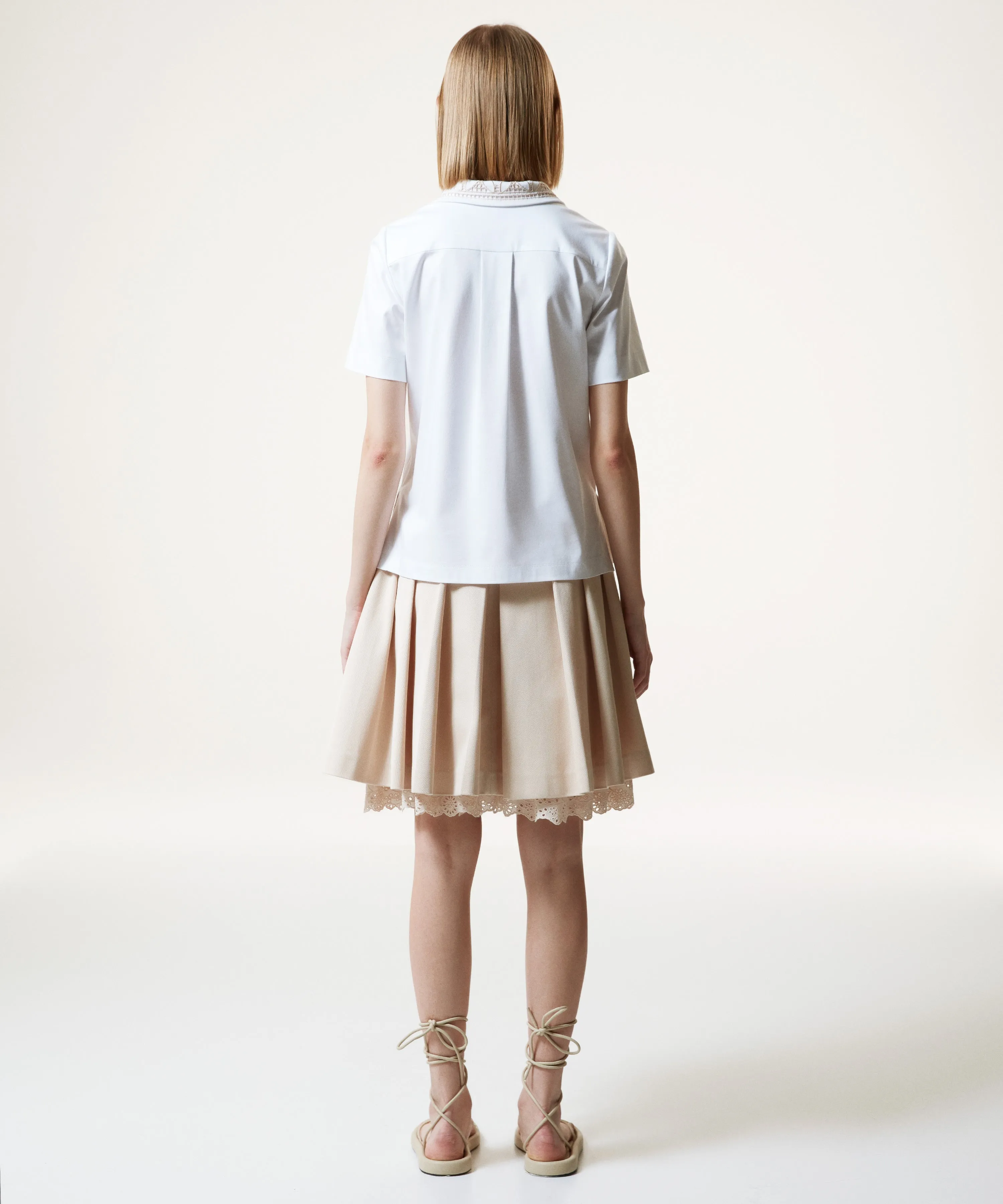 Machka Palm-Embroidered Detail Blouse Off White