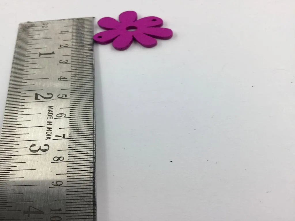 Magenta Pink Flowers 2 Hole Wooden Button