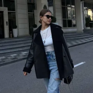 Maillard Casual jackets for Women – Trendy Street Hipster Jacket in Imitation Leather & Suede