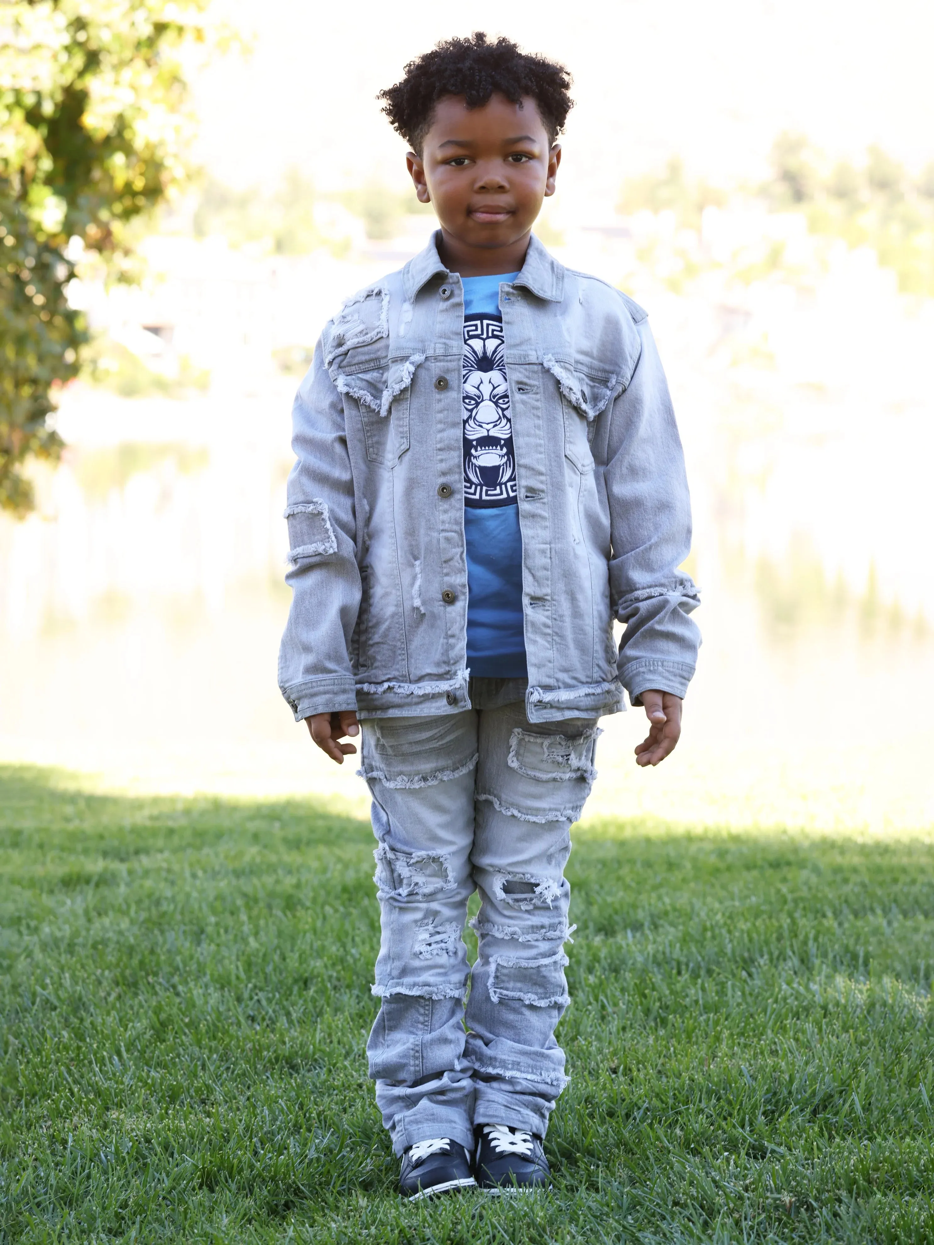 Makobi Kids 'Bergamo' Denim Jacket B1026 (Grey)