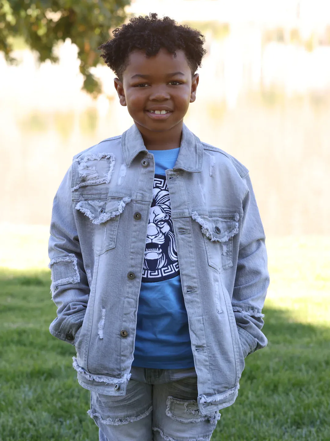 Makobi Kids 'Bergamo' Denim Jacket B1026 (Grey)