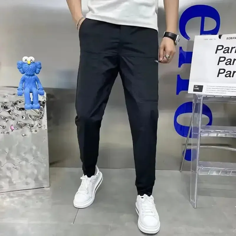 Men's High Stretch Multi-pocket Skinny Cargo Pants Multi-pocket Sweatpants Solid Color Casual Work Outdoor Joggers Trousers