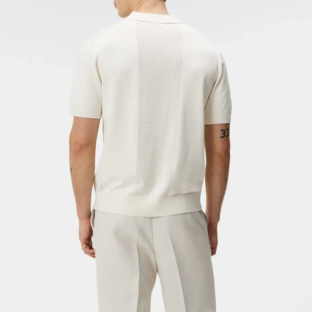 Mesh Detail Retro Knit Polo - Off-White