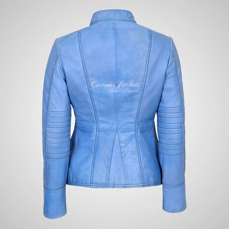 MILITARY Style Ladies Short Studded Leather Jacket Lambskin Leather