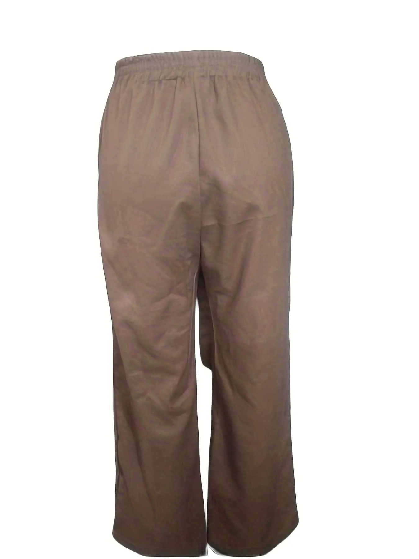 Minimalist Womens  Solid Tie Waist Long Linen Pants- By Lustmia