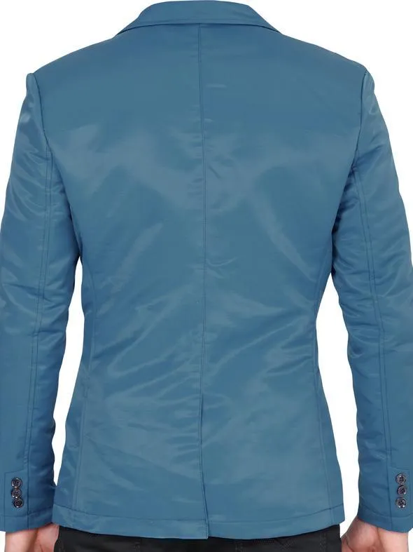 Modern Regular Fit Cut Fabric Whit Design Blazer -Teal