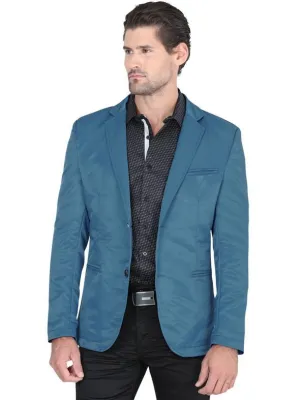 Modern Regular Fit Cut Fabric Whit Design Blazer -Teal