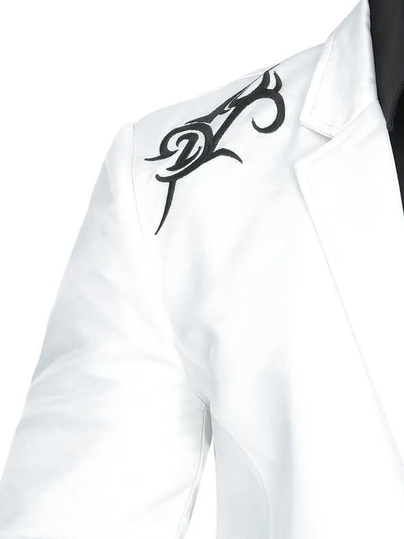 Modern Regular Fit Cut Fabric Whit Design Blazer - White