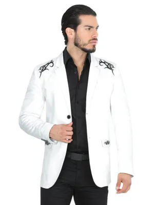 Modern Regular Fit Cut Fabric Whit Design Blazer - White