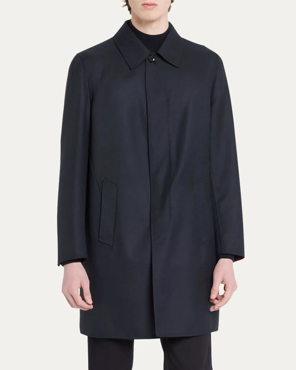 Navy Blue Double Car Coat