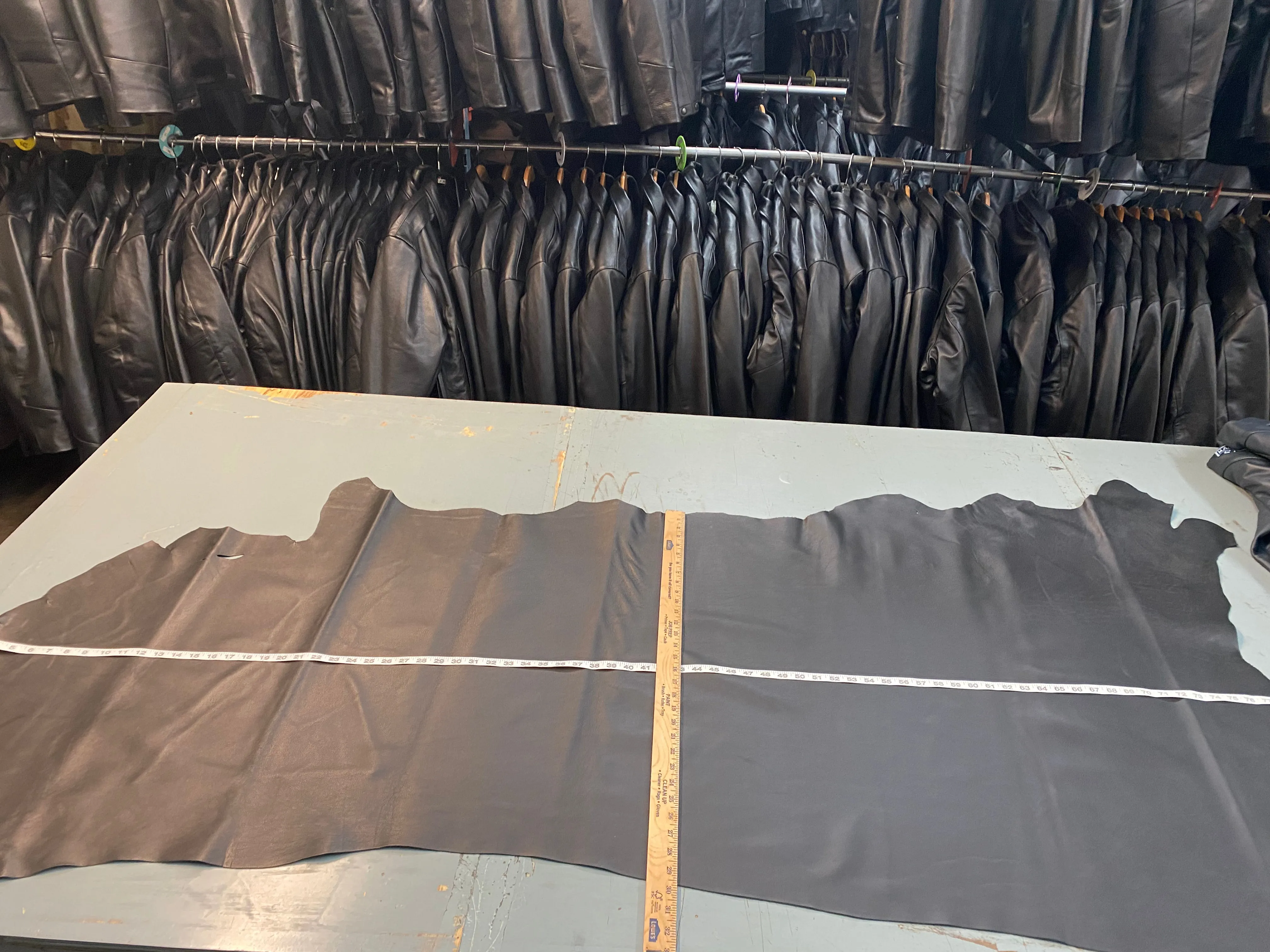 New! Zoe Black Cowhide Leather Hide (Side)