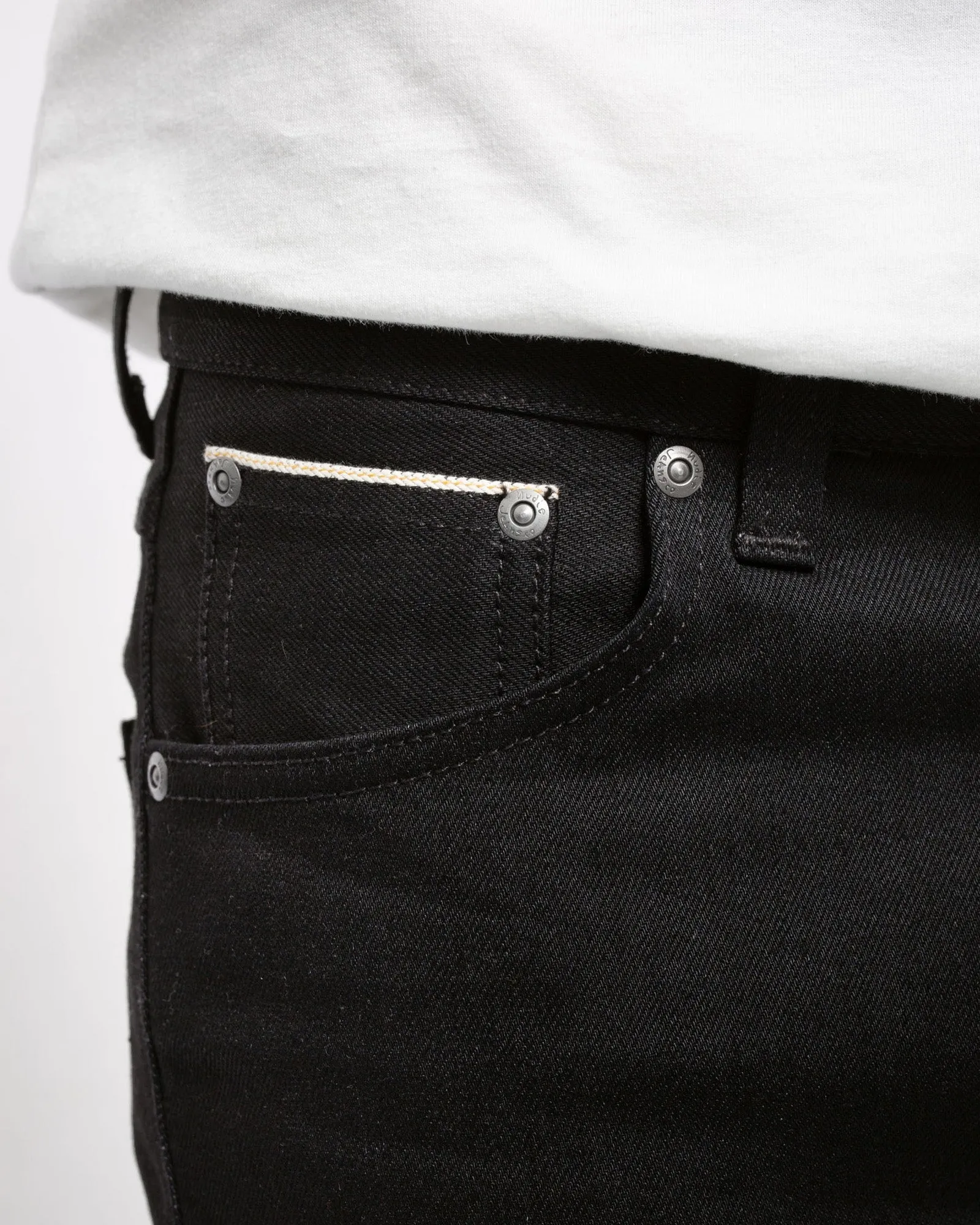 Nudie Lean Dean Slim Tapered Mens Jeans - Dry Black Selvage