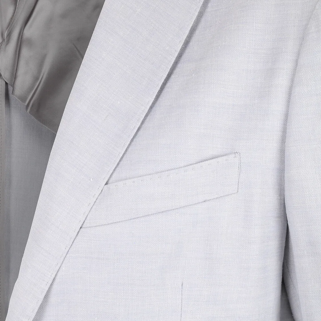 Patch Pocket Peak Lapel Stretch Linen Blazer - Light Grey