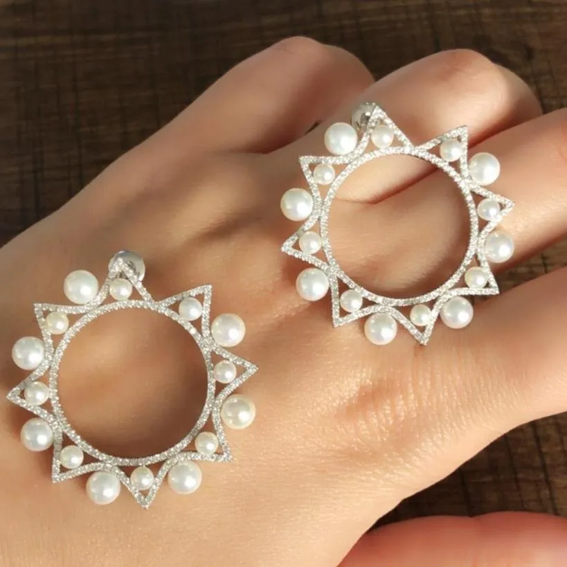 Pearl and Crystal Wreath Earrings