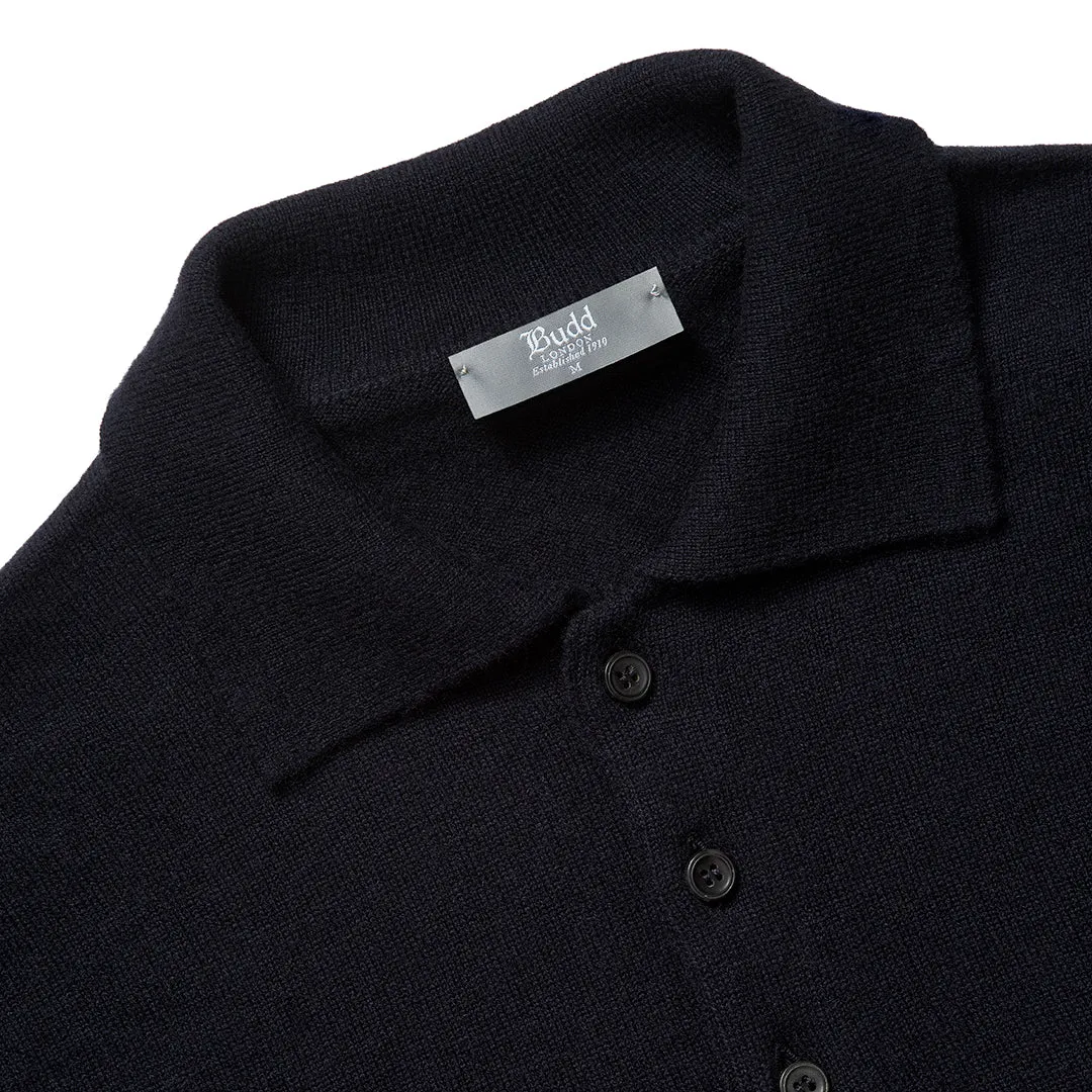 Plain Wool Sports Shirt in Dark Navy