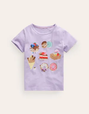 Printed Graphic T-Shirt-Misty Lavender Desserts
