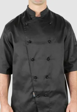 Prochef Chef Jacket Short Sleeve, Black, Large