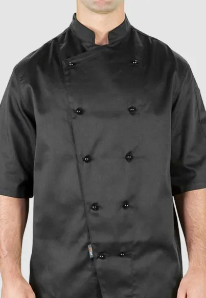 Prochef Chef Jacket Short Sleeve, Black, Large