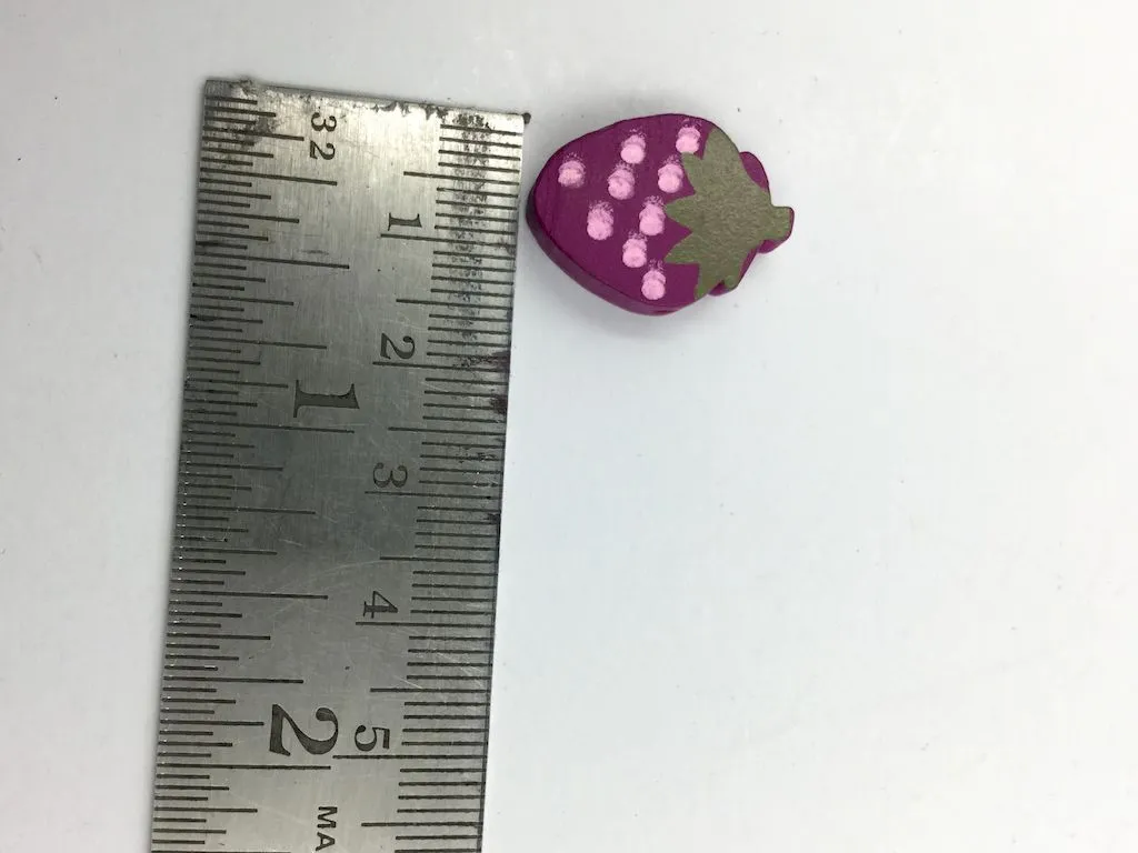 Purple Strawberry Wooden Button