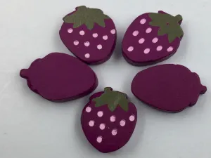 Purple Strawberry Wooden Button