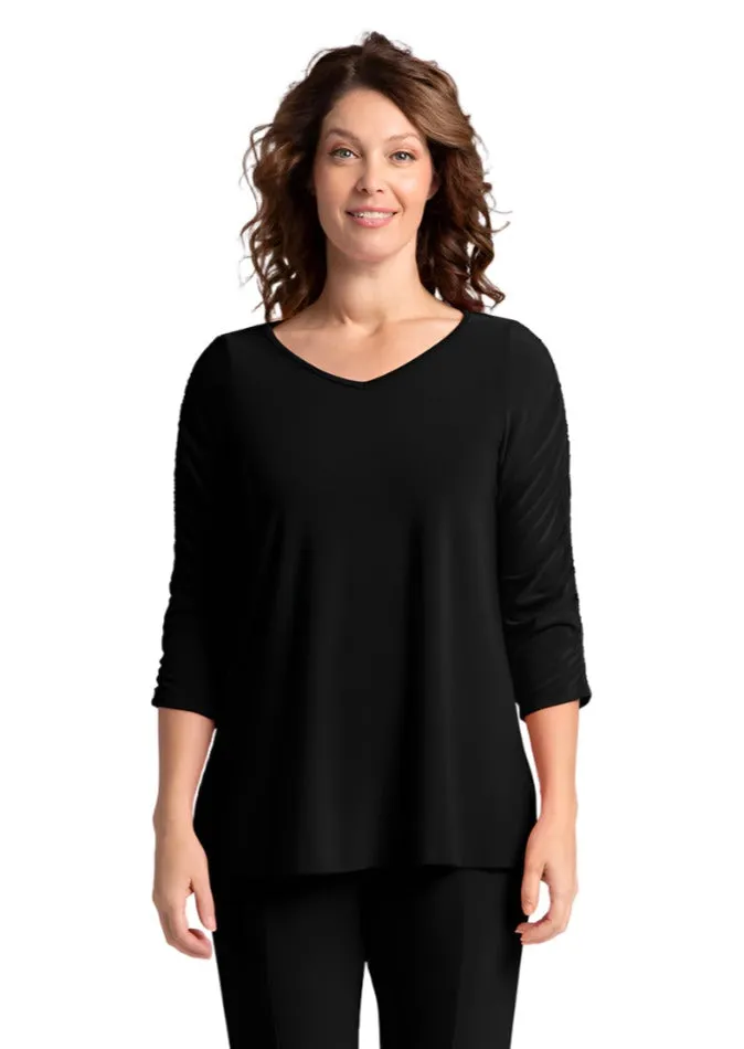Revelry Top with Rusched Sleeve