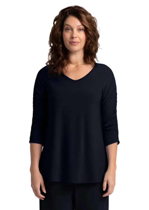 Revelry Top with Rusched Sleeve