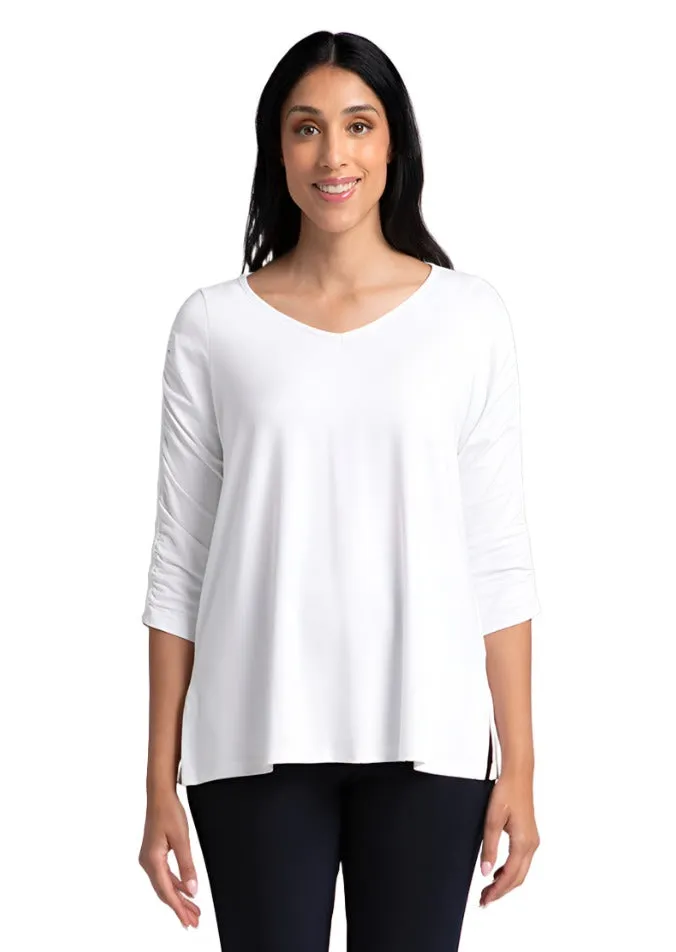 Revelry Top with Rusched Sleeve