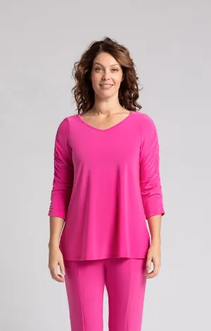 Revelry Top with Rusched Sleeve