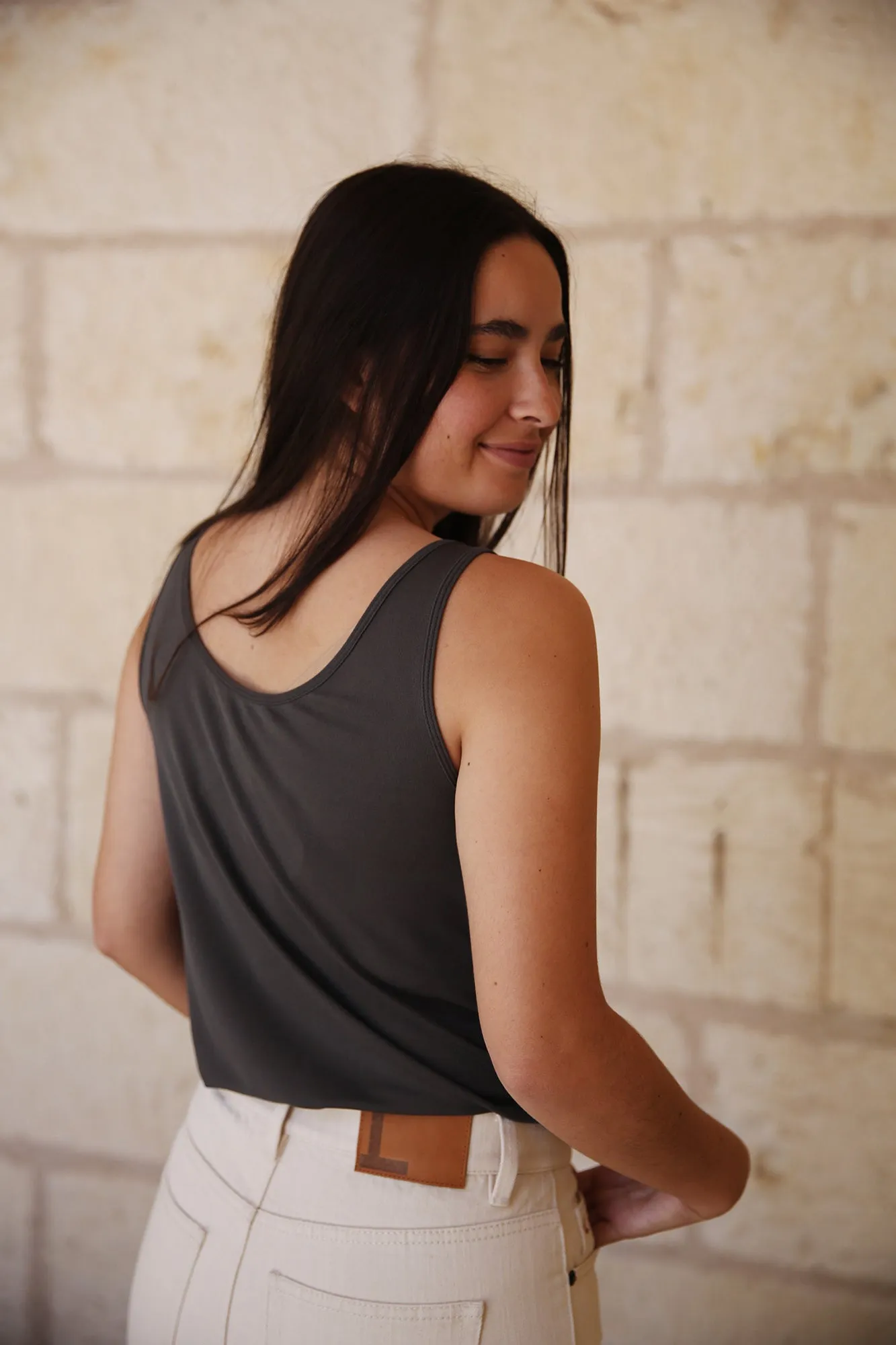 Scoop Neck Slim Tank-GRVE