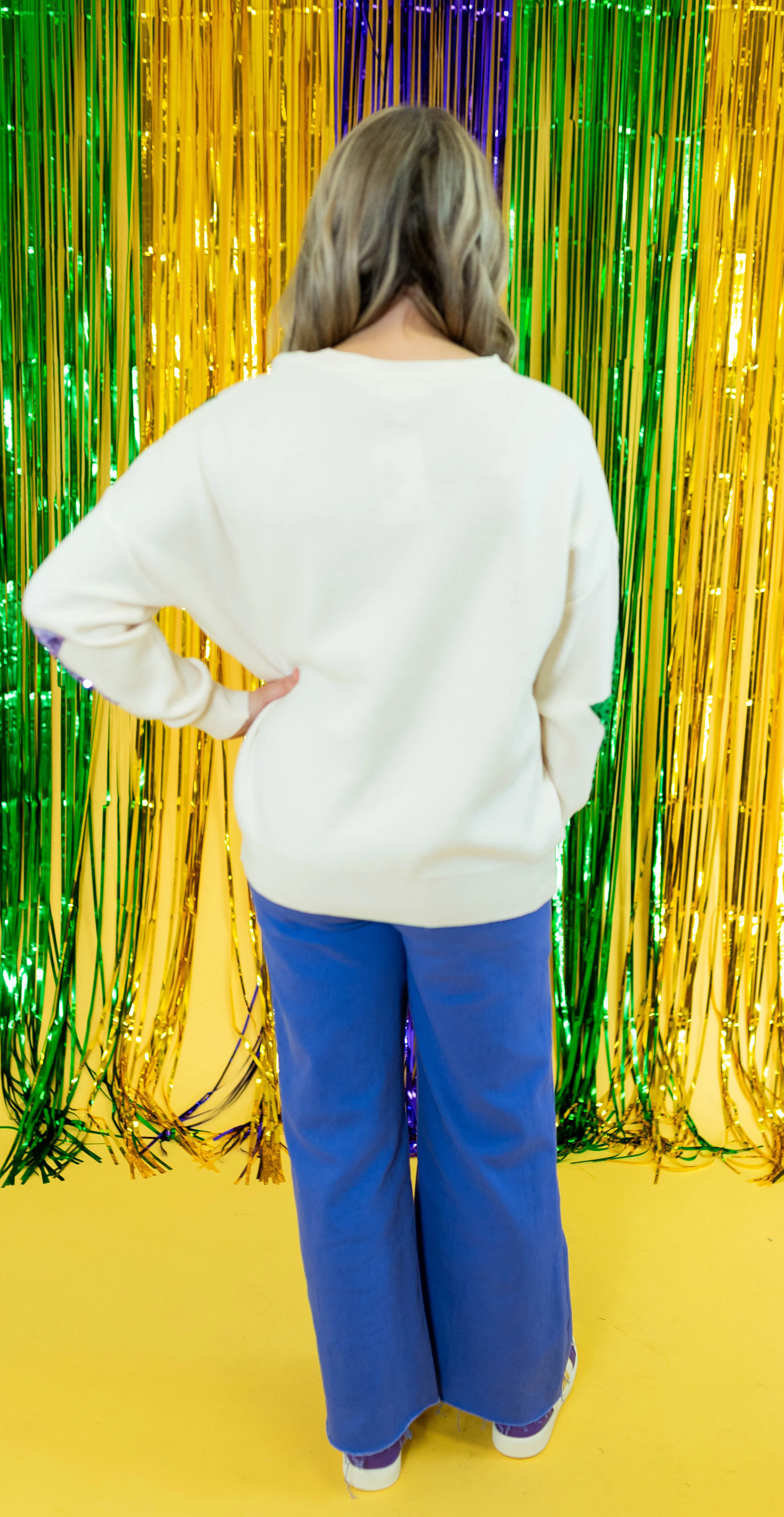 Sequin Velvet Star Mardi Gras Sweater