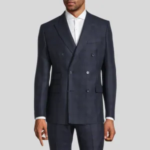 Shadow Checks Double Breasted Jacket - Navy