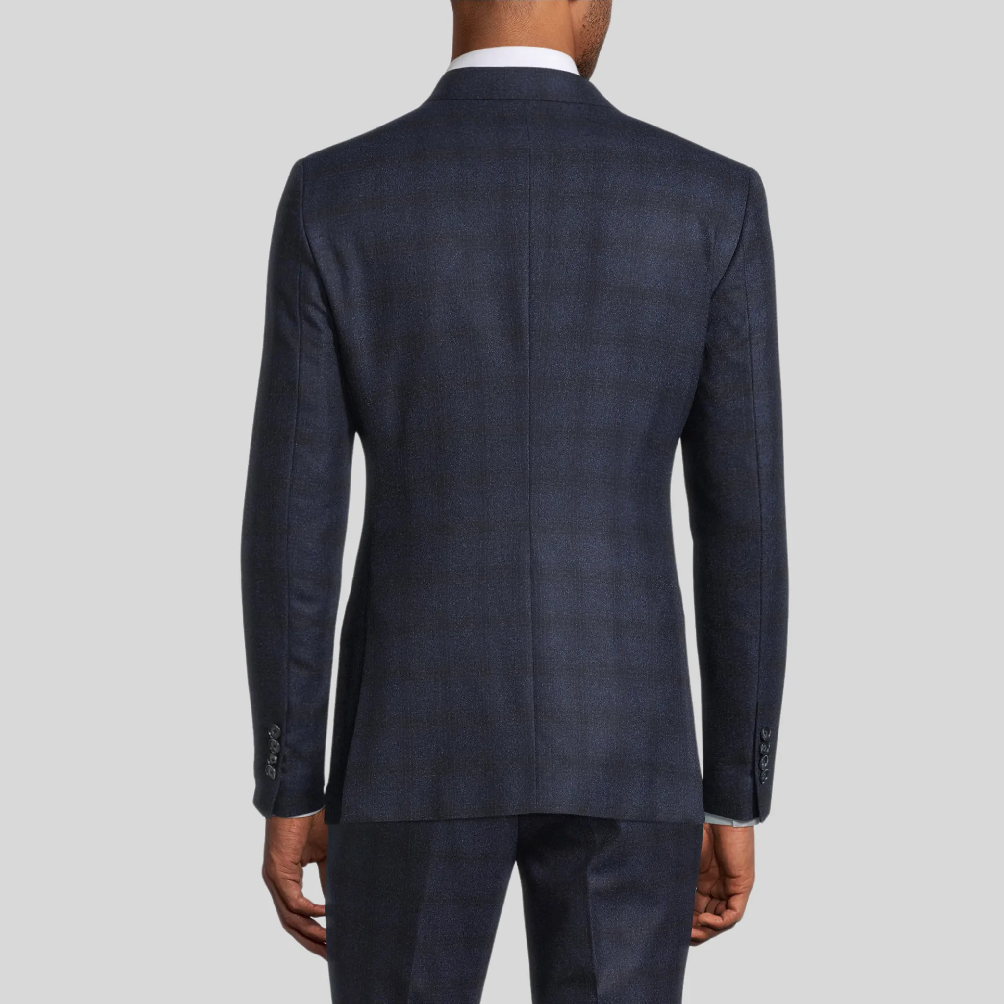 Shadow Checks Double Breasted Jacket - Navy