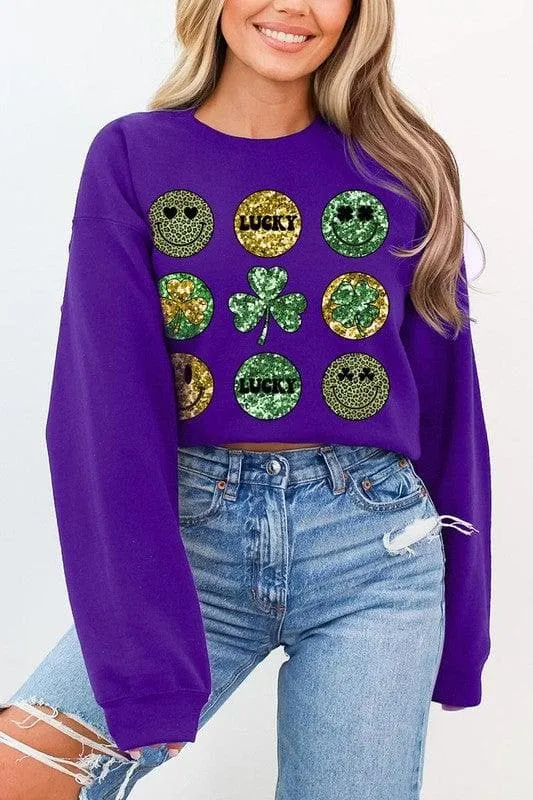 Smile St Patricks day Graphic Fleece Sweatshirts.