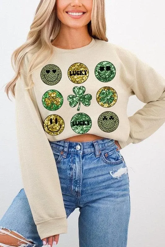 Smile St Patricks day Graphic Fleece Sweatshirts.