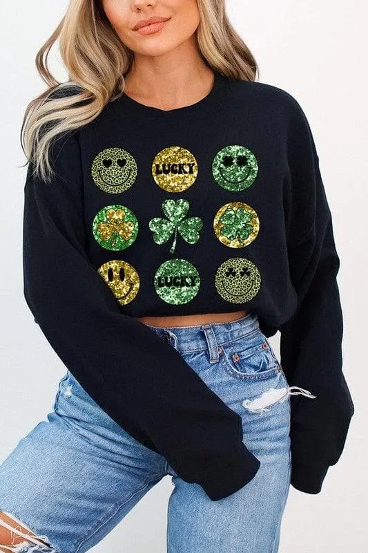 Smile St Patricks day Graphic Fleece Sweatshirts.
