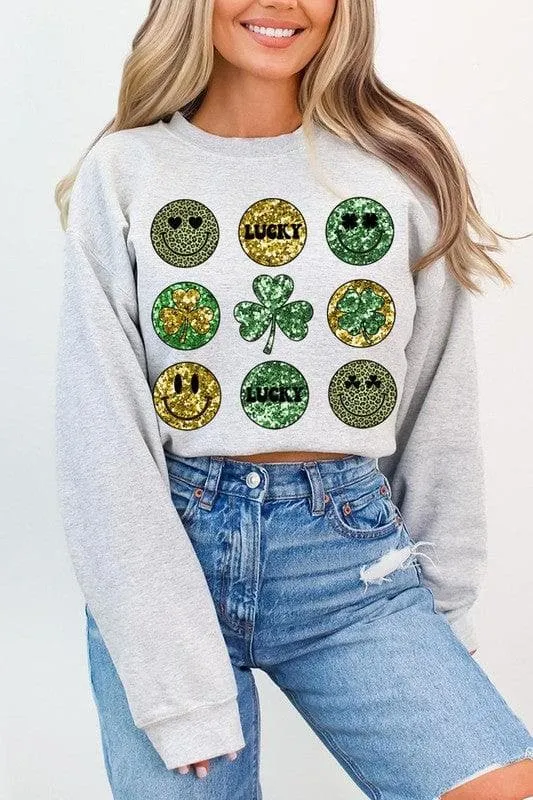 Smile St Patricks day Graphic Fleece Sweatshirts.