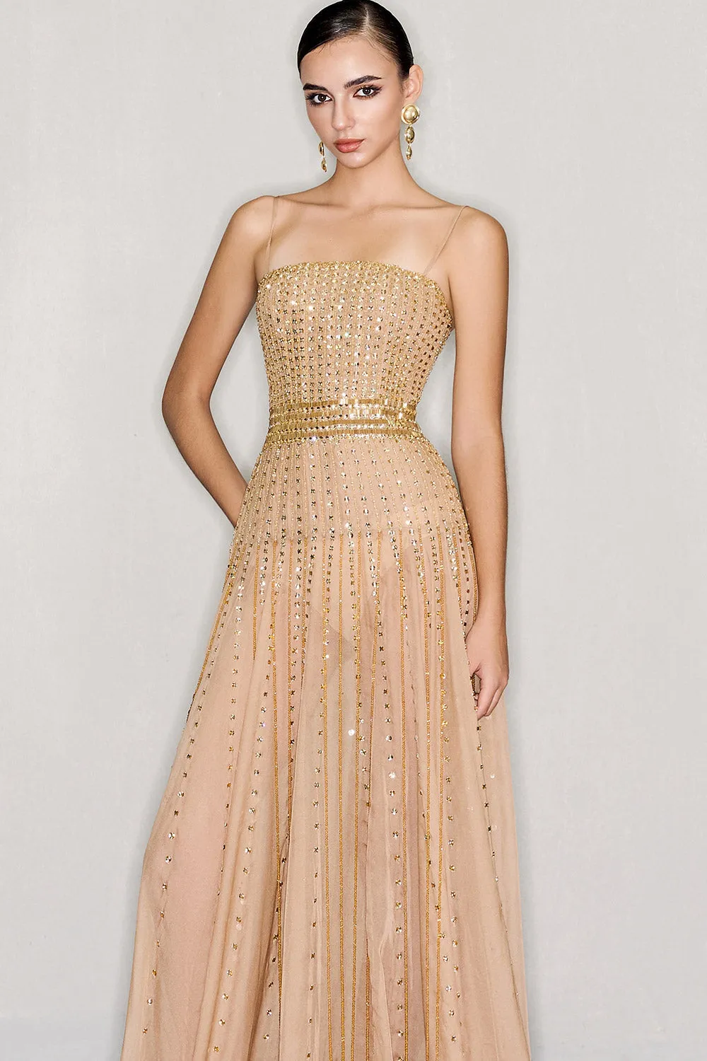 Soren A-line Spaghetti Strap Chiffon Floor Length Dress