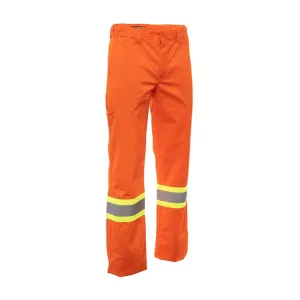 STC Men's Hi Vis FR Work Pants, Low Cut Fit, 5 Pockets, Fluorescent Yellow Stripe, Nomex Thread, Fire-Resistant, Durable, Sizes 28-52 Regular
