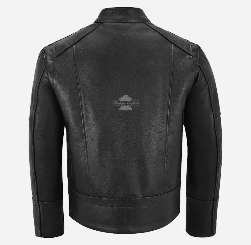 STOCKLIN Men's Biker Leather Jacket Fitted Motorcycle Leather Jacket