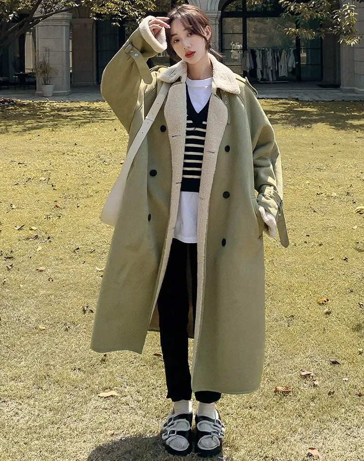 Suede Lambswool Winter Fur Integrated Velvet Cotton Women's Coat