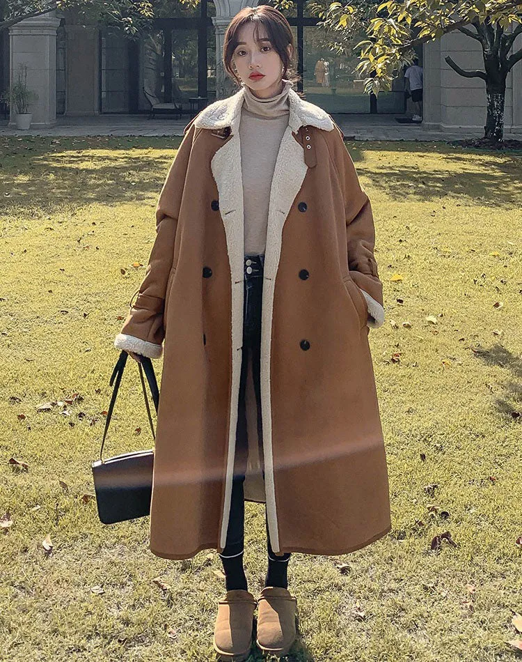 Suede Lambswool Winter Fur Integrated Velvet Cotton Women's Coat