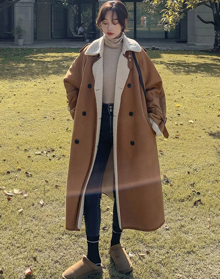 Suede Lambswool Winter Fur Integrated Velvet Cotton Women's Coat