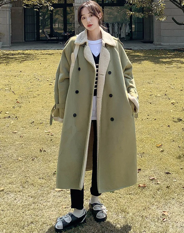 Suede Lambswool Winter Fur Integrated Velvet Cotton Women's Coat